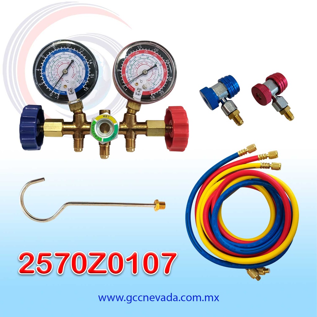 JUEGO UNIV MANOMETRO 72" C/VISOR R-12/R-134-A ASIA