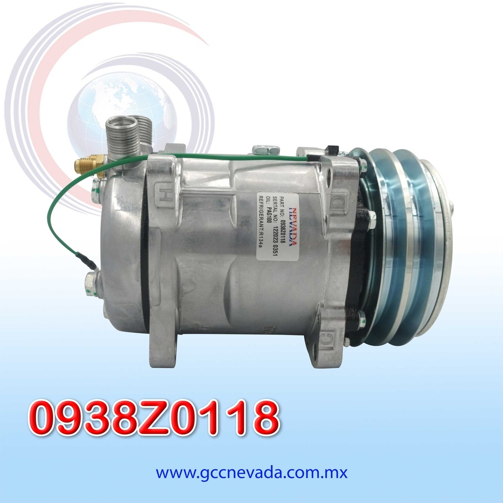 COMPRESOR 508 STD R-134-A 8 OREJAS O-RING 24V 2A NEVADA ASIA
