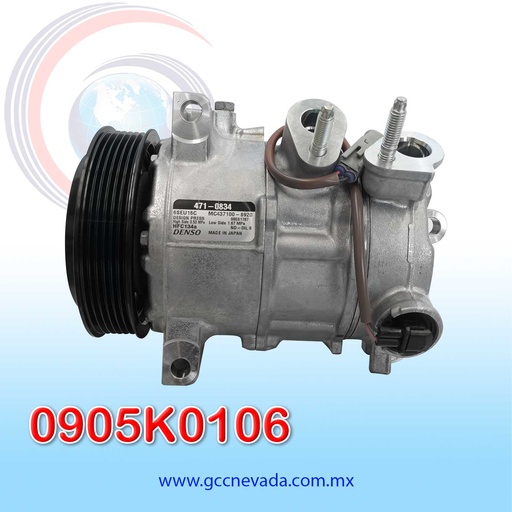 [0905K0106] COMPRESOR DODGE CALIBER 2.4L AÑO 09-12 / JEEP COMPASS / PATRIOT 2.4L 09-17 T/P 6SEU16C 6PK 12V 125MM DENSO USA