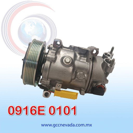 [0916E 0101] COMPRESOR PEUGEOT 307 / 308 AÑO 04-15 / CITROEN C3 C4 C/VALV ELECT 6PK 119MM 12V SANDEN FRANCIA