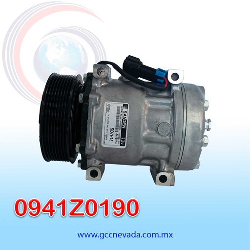 [0941Z0190] COMPRESOR 709 SD7H15 4485 FREIGHTLINER TOMA VERTICAL R-134-A T/P 8PK 12V SANDEN USA