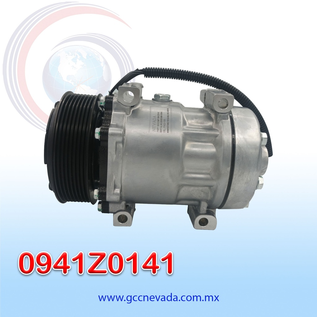 COMPRESOR 709 SD7H15 TOMA HORIZONTAL MUFFLER R-134-A T/P 8PK 123MM 12V NEVADA ASIA