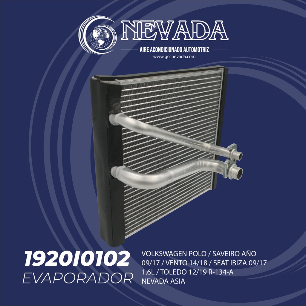 EVAPORADOR VOLKSWAGEN POLO / SAVEIRO AÑO 09/17 / VENTO 14/18 / SEAT IBIZA 09/17 1.6L  /  TOLEDO 12/19 R-134-A NEVADA ASI