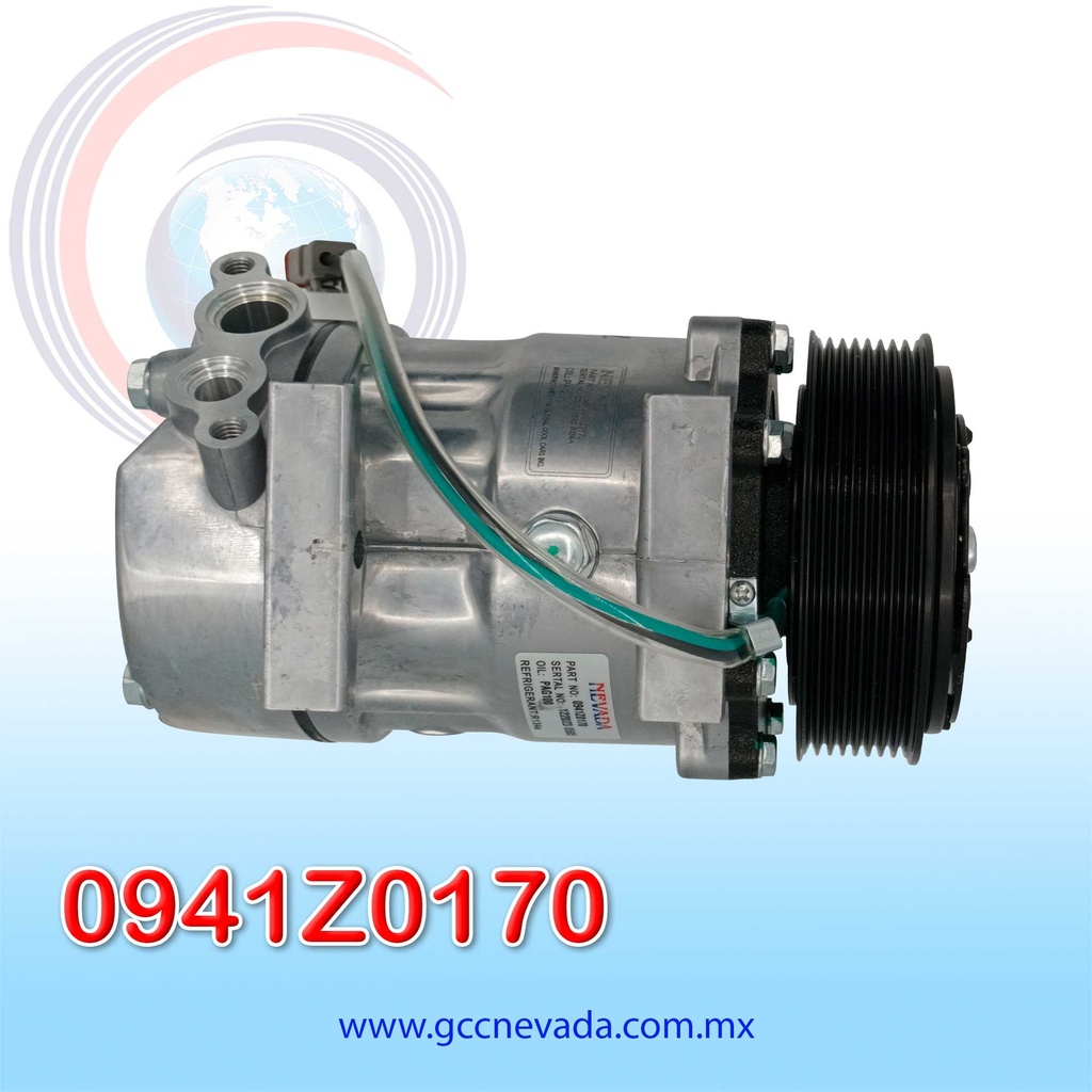 COMPRESOR 709 SD7H15 8295 SCANIA G410 AÑO 20/21 TOMA VERTICAL MUFFLER R-134-A T/P 8PK 120MM 24V NEVADA ASIA