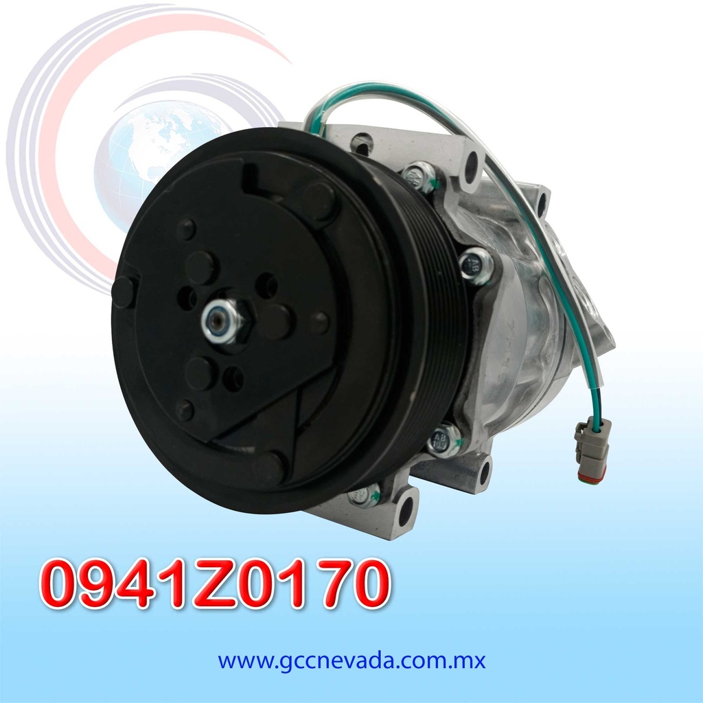 COMPRESOR 709 SD7H15 8295 SCANIA G410 AÑO 20/21 TOMA VERTICAL MUFFLER R-134-A T/P 8PK 120MM 24V NEVADA ASIA