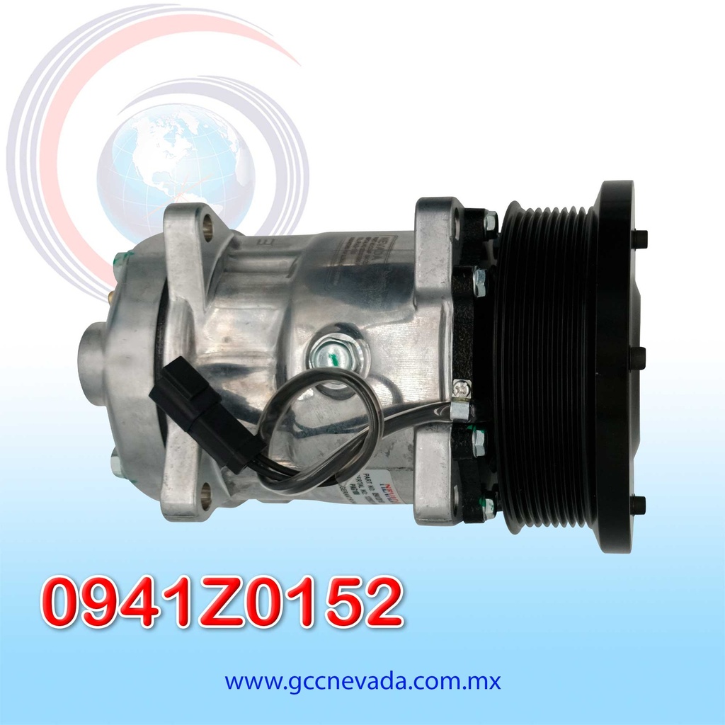 COMPRESOR 709 SHD7H15 4737/4595 TOMA HORIZONTAL MUFFLER PAD GK R-134-A 8 OREJAS 8PK 132MM 12V NEVADA ASIA