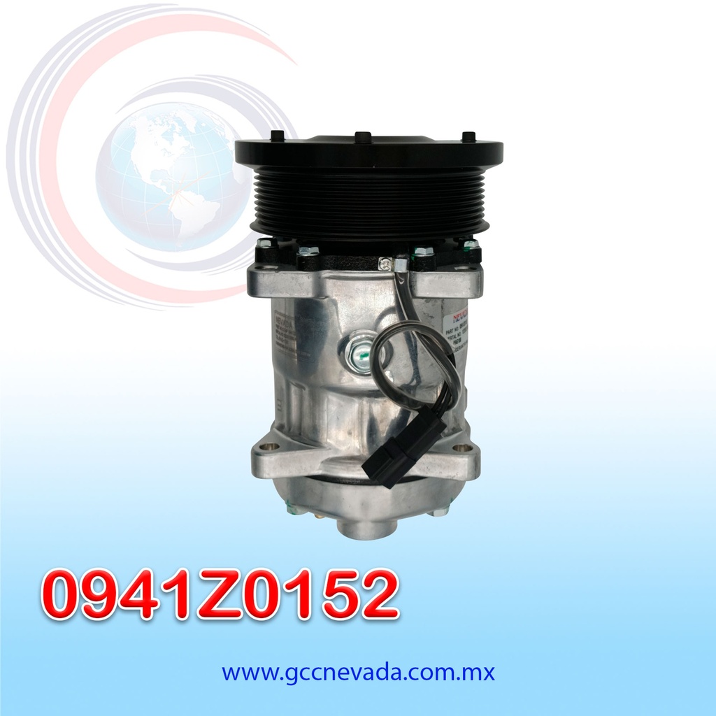 COMPRESOR 709 SHD7H15 4737/4595 TOMA HORIZONTAL MUFFLER PAD GK R-134-A 8 OREJAS 8PK 132MM 12V NEVADA ASIA