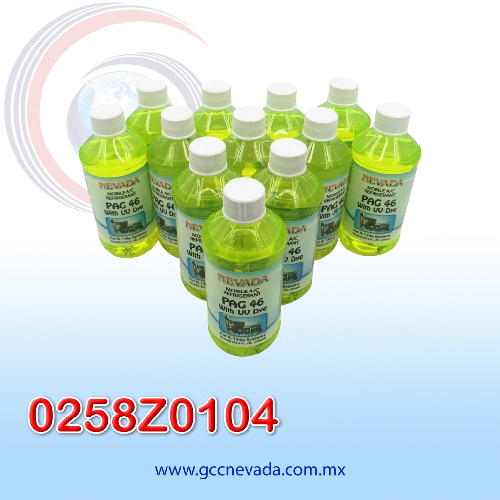 ACEITE REFRIG PAG (46) U/V R-134-A (8 ONZAS)(PAQ 12PZAS) NEVADA USA