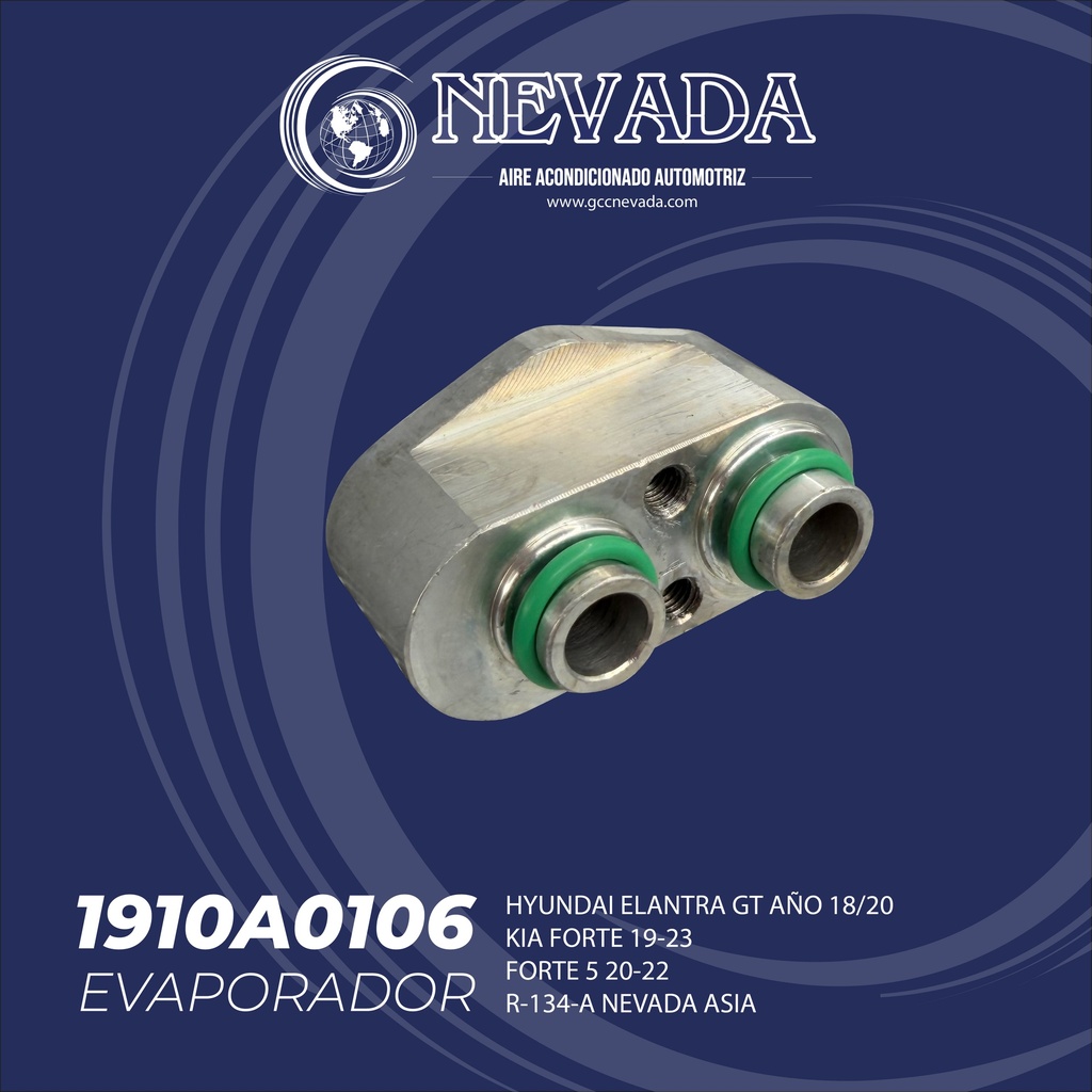 EVAPORADOR HYUNDAI ELANTRA GT AÑO 18/20 / KIA FORTE 19-23 / FORTE 5 20-22 R-134-A NEVADA ASIA