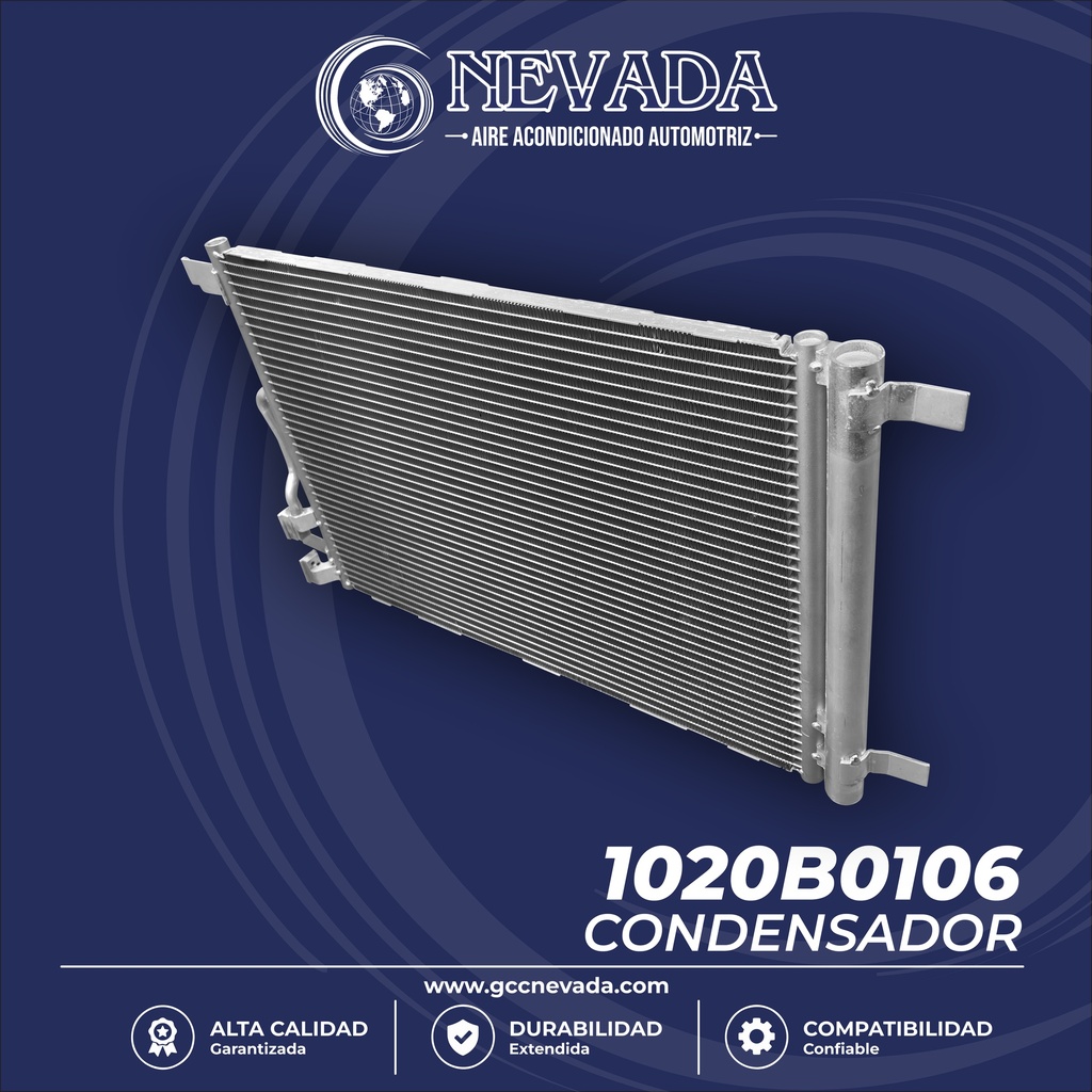 CONDENSADOR VOLKSWAGEN JETTA / ARTEON AÑO 19-24 / GOLF 15-21 / GOLF ALLTRACK 17-19 / GTI 15-21 / TAOS 22-24 / TIGUAN 18-24 R-134-A NEVADA