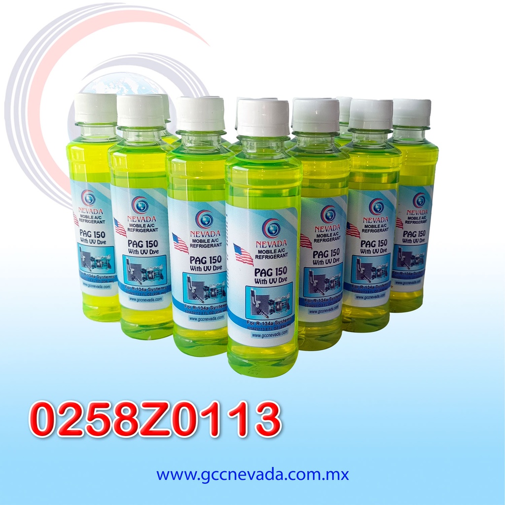 ACEITE REFRIG PAG (150) U/V R-134-A (8 oz)(PAQ 12pzs) NEVADA USA