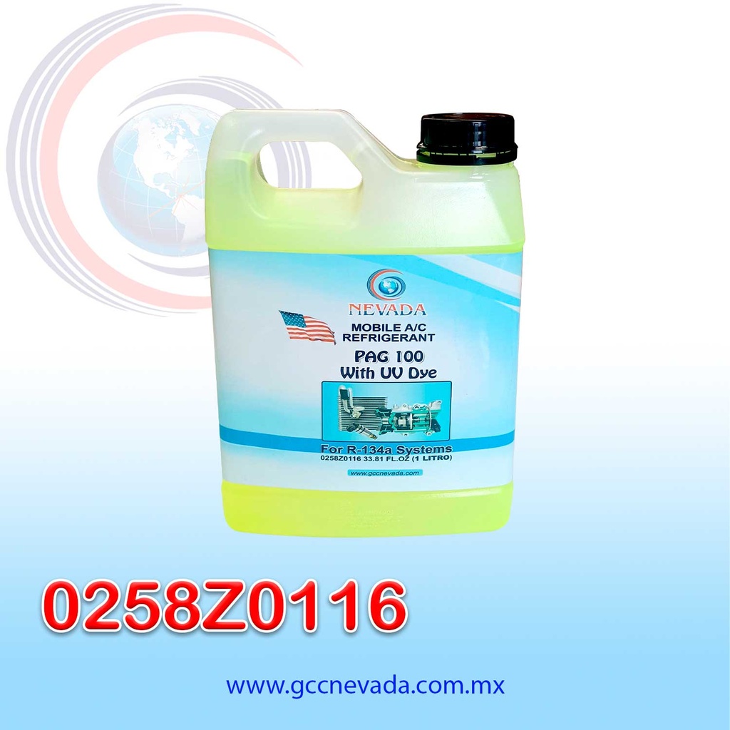 ACEITE REFRIG PAG (100) U/V R-134-A (1 LITRO)(PAQ 6 PZAS) NEVADA USA