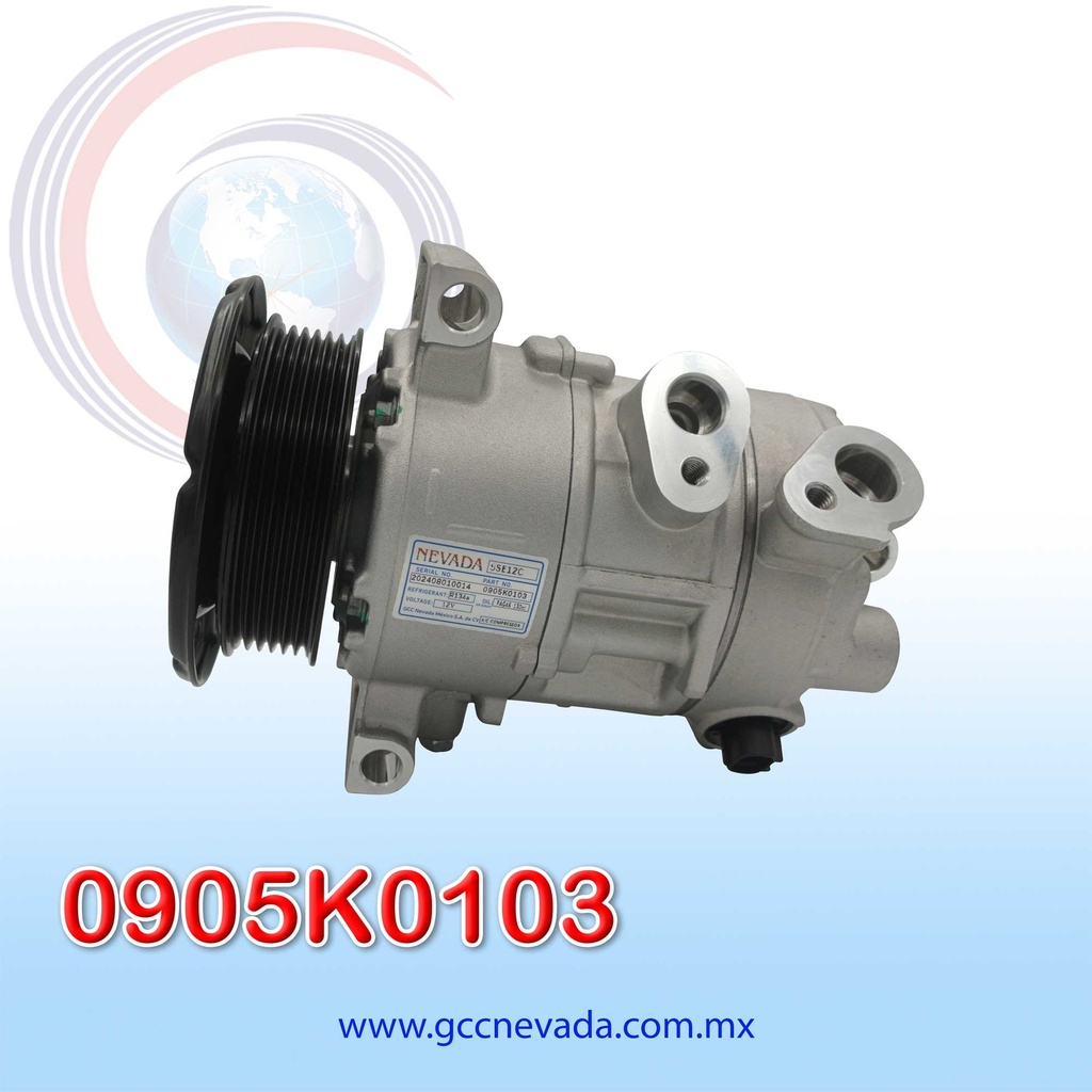 COMPRESOR DODGE CALIBER / JEEP COMPÁSS / PATRIOT AÑO 07-10 R-134-A T/P 6PK 12V 5SE12E 121MM NEVADA ASIA