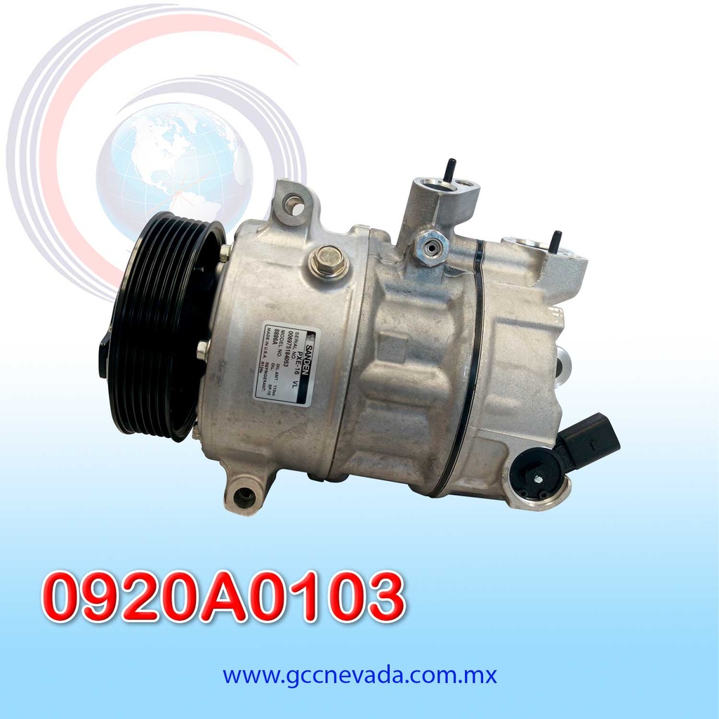 COMPRESOR  VOLKSWAGEN JETTA AÑO 05/16 GOLF 06/14 / PASSAT 05/22 / PASSAST CC 09/12 / TIGUAN 09/14 / CC 09/17 / AUDI A3 06/13  PXE16 T/P 6PK 110MM 12V SANDEN USA