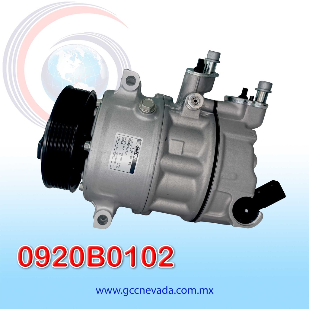 COMPRESOR VOLKSWAGEN AMAROK /JETTA AÑO 19-21 / TIGUAN 2020 / CRAFTER AUDI Q3 2020 / SEAT IBIZA 16-18 / ATECA 17-18 PXE14 6PK 113MM 12V SANDEN USA