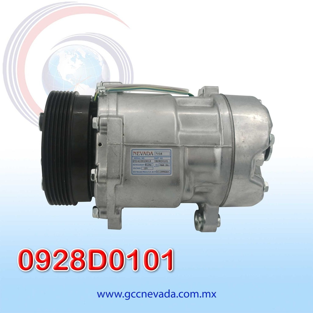 COMPRESOR CHIREY A3 / VOLKSWAGEN JETTA/GOLF AÑO 93-99 / PASSAT 93-97 120MM 6PK 12V SD7V16 NEVASA ASIA