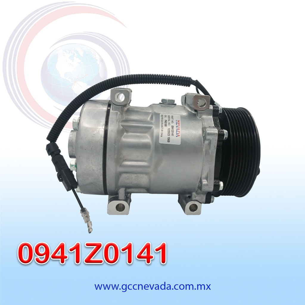 COMPRESOR 709 SD7H15 TOMA HORIZONTAL MUFFLER R-134-A T/P 8PK 123MM 12V NEVADA ASIA