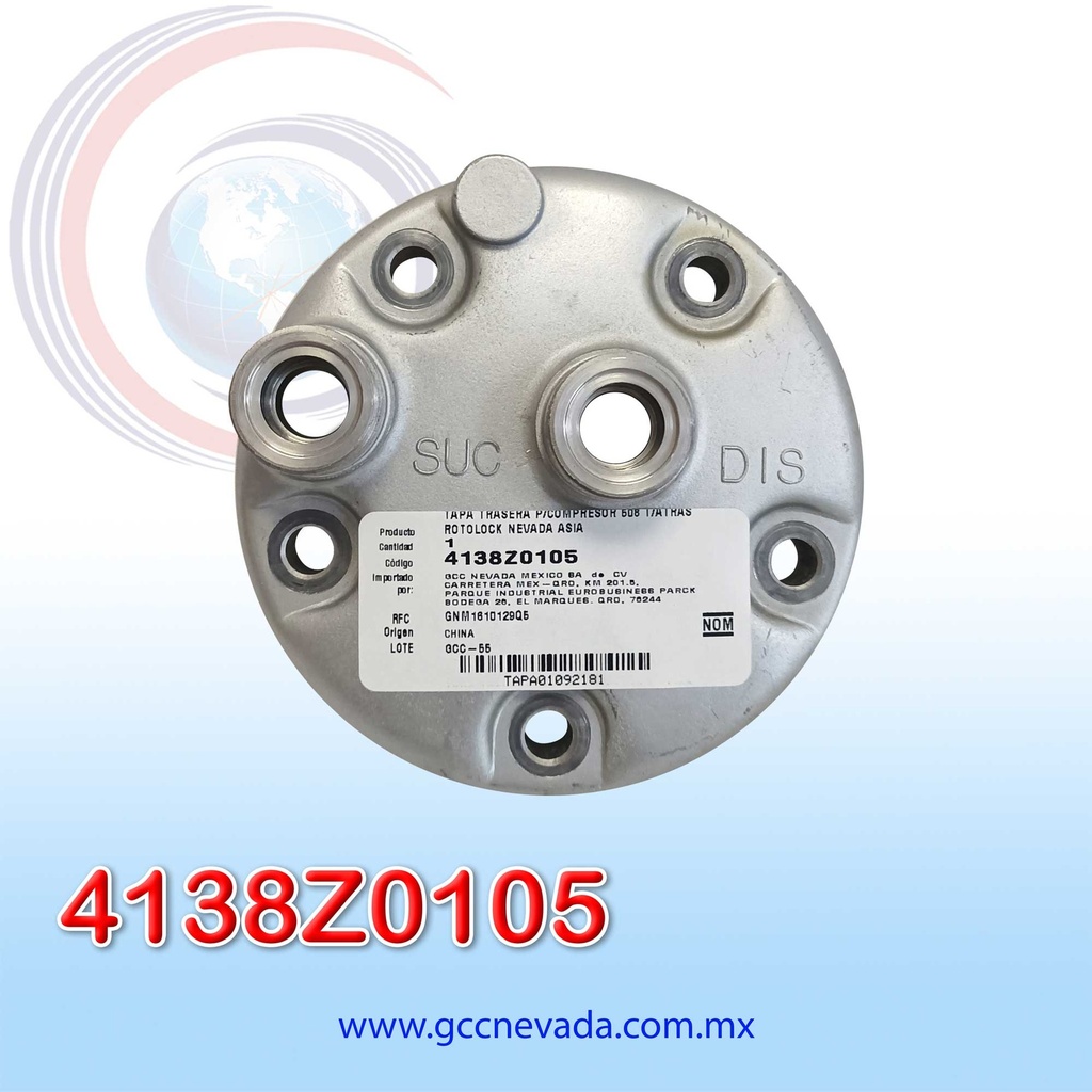 TAPA TRASERA P/COMPRESOR 508 T/ATRAS ROTOLOCK NEVADA ASIA