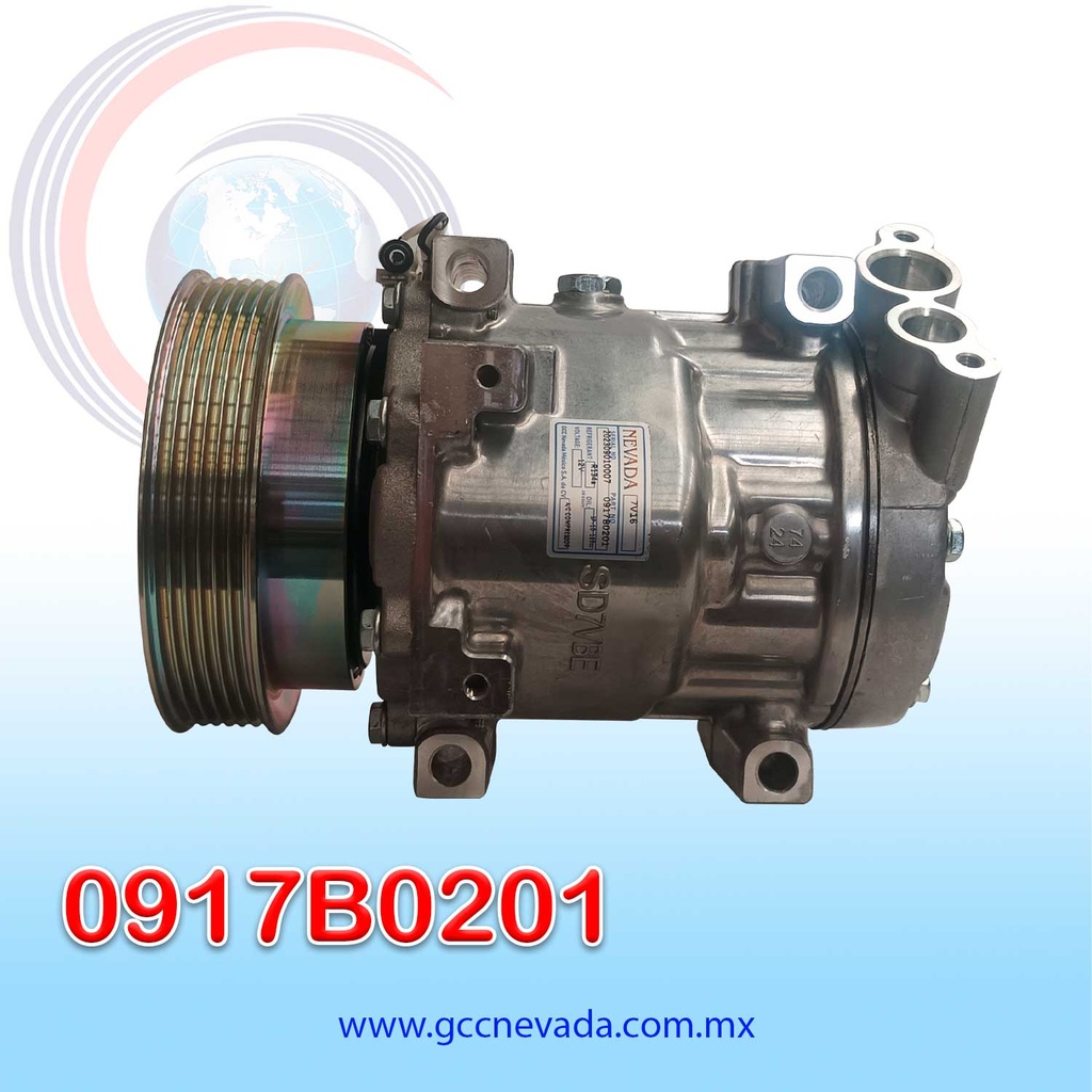 COMPRESOR RENAULT LOGAN / SANDERO / DUSTER AÑO 06-09 / CLIO 02-08 / PLATINA 1.2L 2004 / KANGOO 1.9L 2007 6PK 129MM 12V 7V16PG NEVADA
