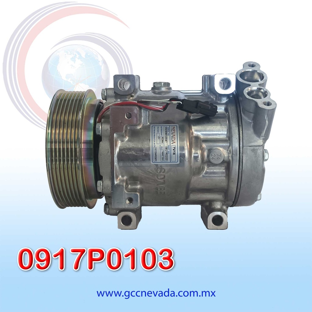 COMPRESOR RENAULT DUSTER AÑO 13-21 TIPO SANDEN 1815 R-134- 7PK 122MM 12V 7V16 NEVADA ASIA