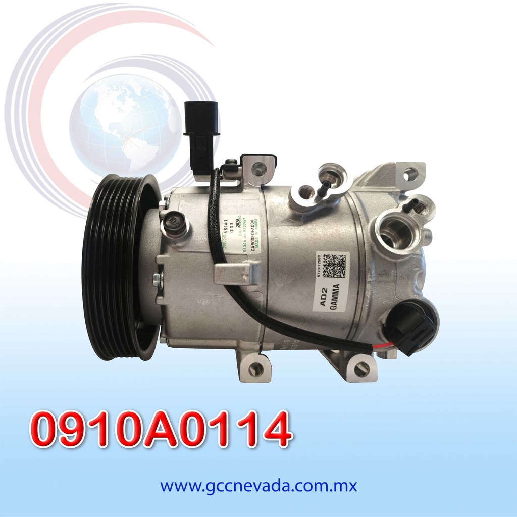 COMPRESOR HYUNDAI ELANTRA 1.6L / CRETA AÑO 14/17 / KIA SOUL 1.6L / FORTE 1.6L 14/19 T/P 6PK 129MM 12V VS14E HANON COREA