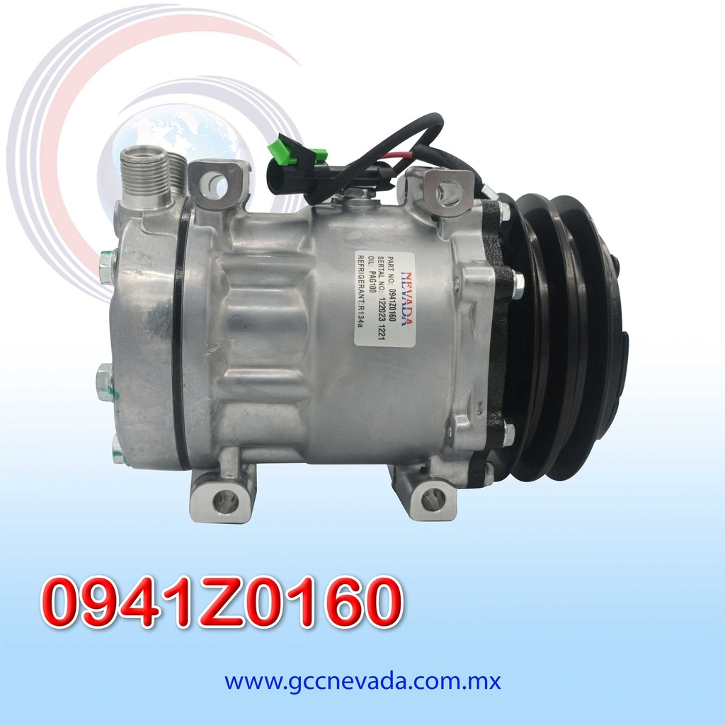 COMPRESOR 709 SD7H15 4626/4699/4780 TOMA VERTICAL ORING JD R-134-A T/P 2A 132MM 12V NEVADA