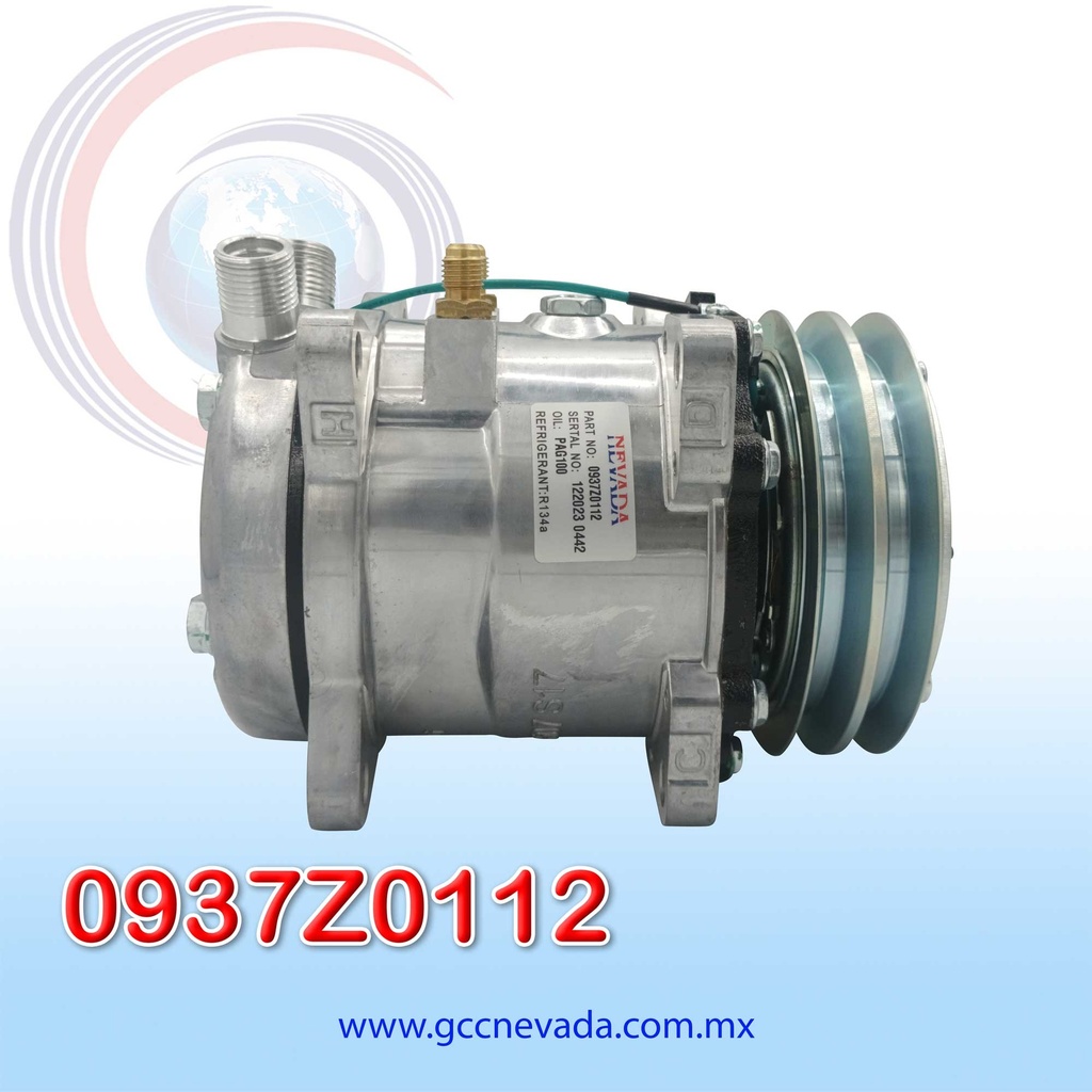 COMPRESOR 507 STD R-134-A 8 OREJAS TOMA VERTICAL O-RING 2A 125MM 24V NEVADA ASIA