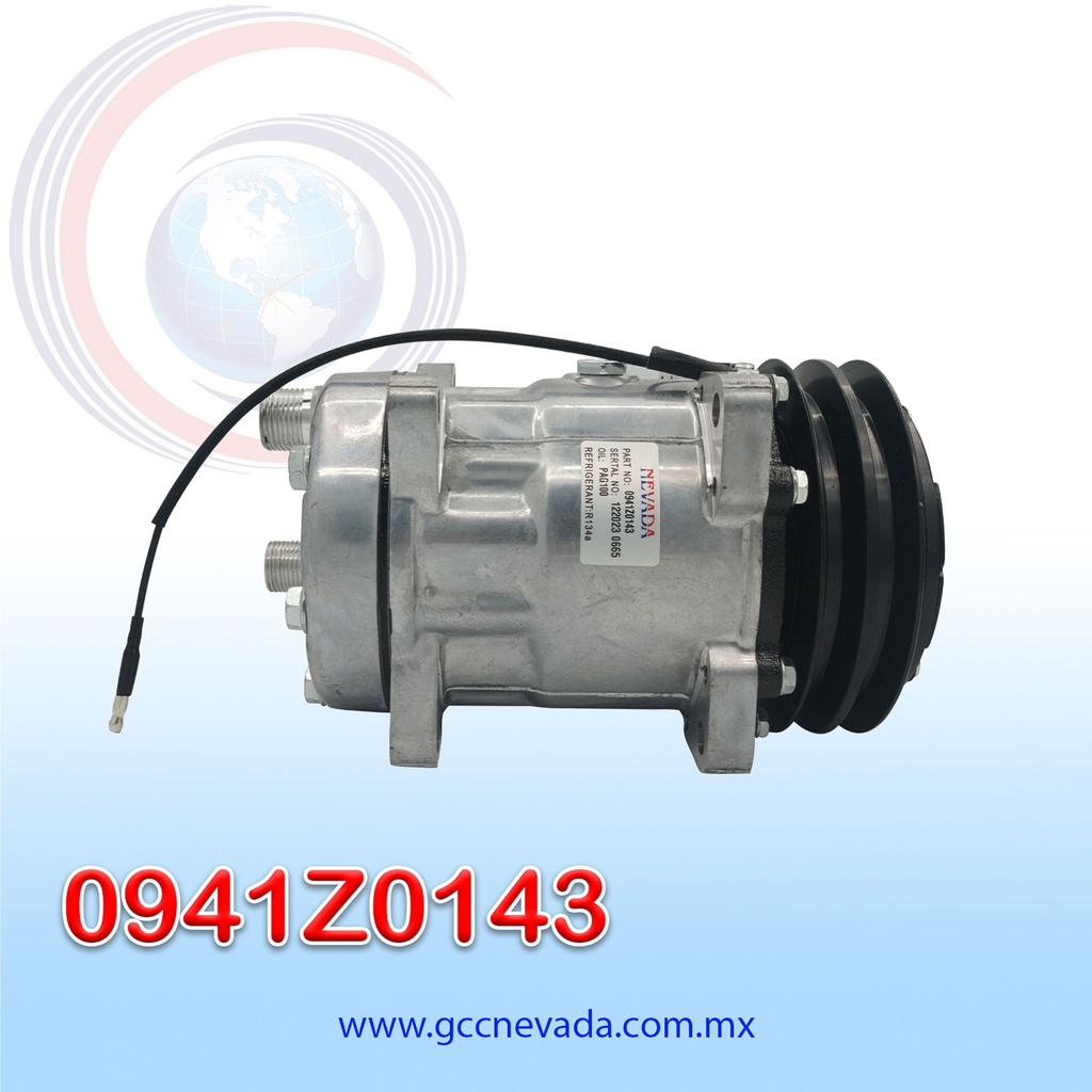 COMPRESOR 709 SD7H15 TOMA HORIZONTAL O-RING R-134-A 8 OREJAS 2A 132MM 12V NEVADA