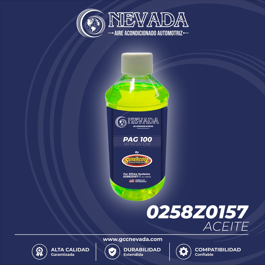 ACEITE REFRIG PAG (100) U/V R-134-A (8 ONZAS)(PAQ 12PZA) NEVADA MEX