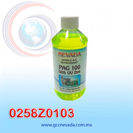 [0258Z0103] ACEITE REFRIG PAG (100) U/V R-134-A (8 ONZAS)(PAQ 12PZA) NEVADA USA