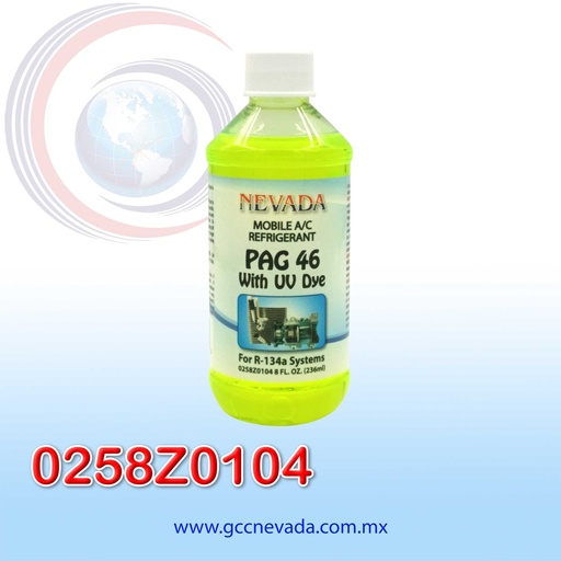[0258Z0104] ACEITE REFRIG PAG (46) U/V R-134-A (8 ONZAS)(PAQ 12PZAS) NEVADA USA