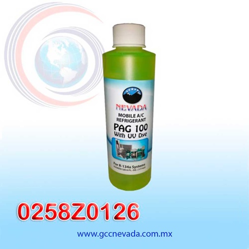[0258Z0126] ACEITE REGRIG PAG (100) U/V R-134-A (6 ONZAS) NEVADA USA