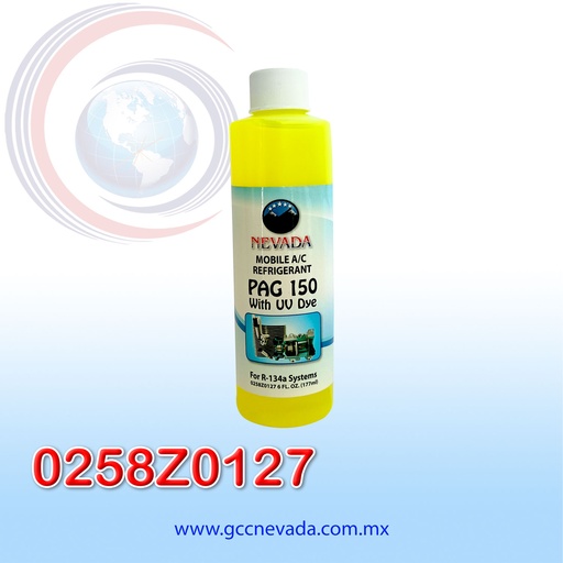 [0258Z0127] ACEITE REGRIG PAG (150) U/V R-134-A (6 ONZAS)(PAQ 12PZAS) NEVADA USA