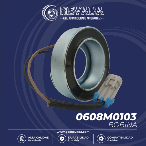 [0608M0101] BOBINA CHEVROLET OPEL CORSA AÑO 04-11 / TORNADO 00-22 / FIAT PALIO / VOLKSWAGEN GOL / FOX / MERIVA 05-08 /JETTA 07-14 / BORA 2016 / GOL/SAVEIRO / RAM 700  CVC 12V 92X45X27MM NEVADA ASIA