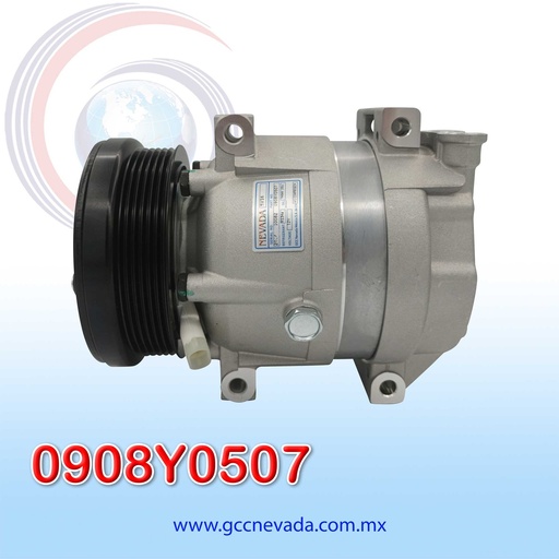[0908Y0507] COMPRESOR CHEVROLET AVEO AÑO 09-17 / AVEO5 09-11 / PONTIAC G3 07-11 R-134-A T/P 6PK 128MM 12V V5 (WASHER)  NEVADA ASIA