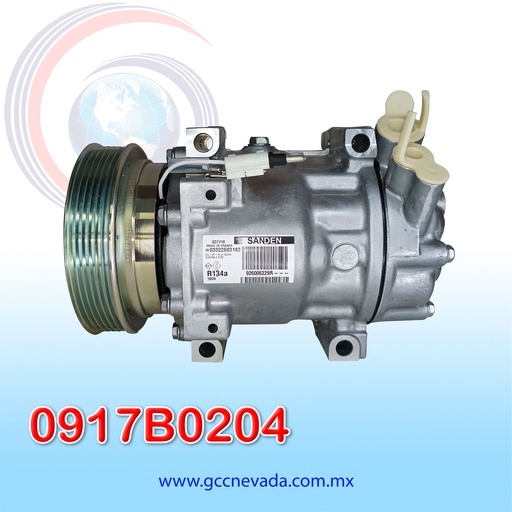 [0917B0204] COMPRESOR RENAULT CLIO / LOGAN / SYMBOL / KANGOO AÑO 06/09 / NISSAN PLATINA 2004 R-134-A 6PK SD7V16 SANDEN JAPON