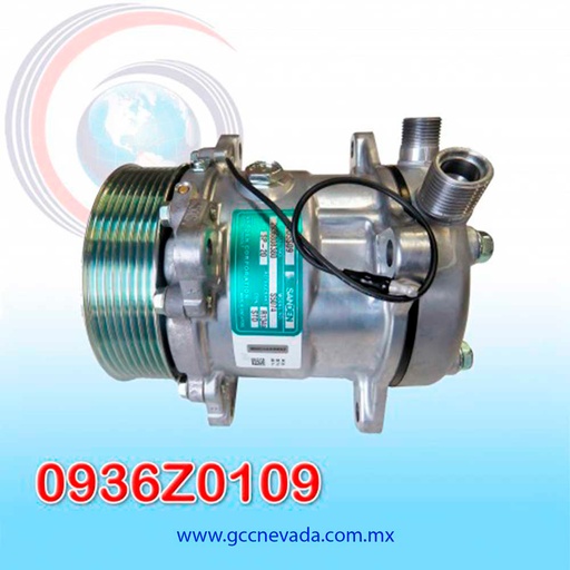 [0936Z0109] COMPRESOR 505 STD R-134-A 8 OREJAS ORING 8PK 123MM 12V SD5H09 SANDEN SINGAPUR