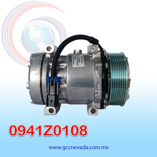 [0941Z0108] COMPRESOR 709 FREIGHTLINER COLUMBIA TOMA VERTICAL MUFFLER R-134-A T/P 8PK 122MM 12V NEVADA PREMIUM