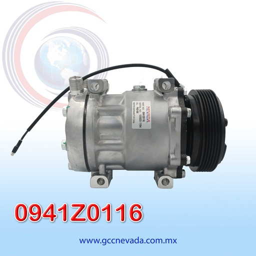 [0941Z0116] COMPRESOR 709 SD7H15 TOMA VERTICAL O-RING R-134-A T/P 6PK 119MM 12V NEVADA ASIA