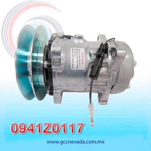 [0941Z0117] COMPRESOR 709 SD7H15 CATERPILLAR TOMA HORIZONTAL MUFFLER R-134-A 8 OREJAS 1A 158MM 12V NEVADA ASIA