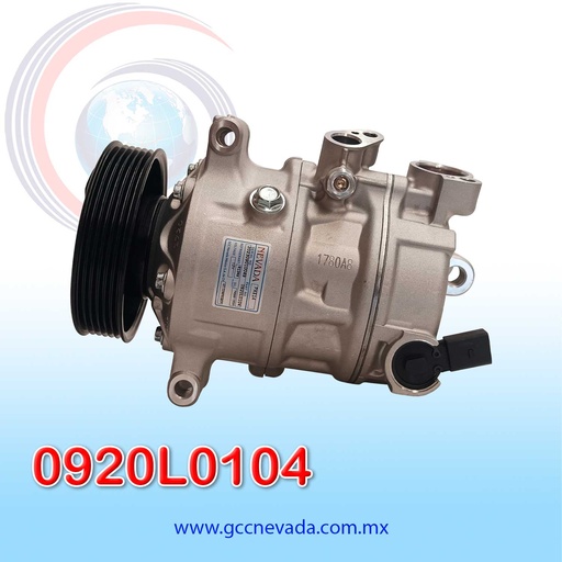 [0920L0104] COMPRESOR VOLKSWAGEN JETTA AÑO 2019 / TIGUAN 2020 / CRAFTER AUDI Q3 2020 / SEAT IBIZA 16-18 / ATECA 17-18 1.2L/1.6L/2.0L T/P 6PK 110MM 12V PXE14 NEVADA ASIA