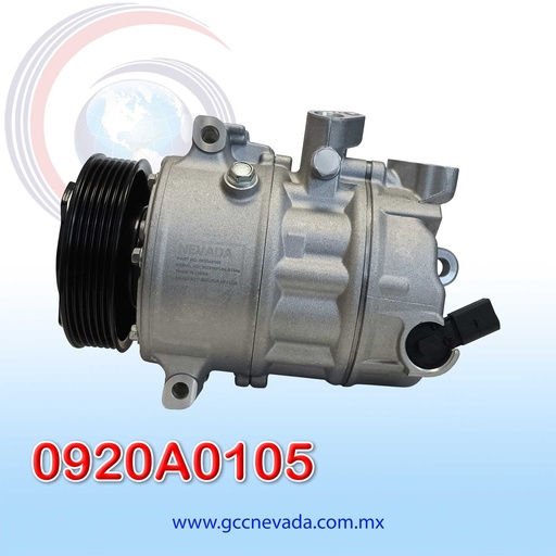[0920A0105] COMPRESOR  VOLKSWAGEN JETTA AÑO 05-16 GOLF 06-14 / PASSAT 05-22 / PASSAST CC 09-12 / TIGUAN 09-14 / CC 09-17 / AUDI A3 06-13 T/P 6PK 110MM 12V PX16 NEVADA ASIA
