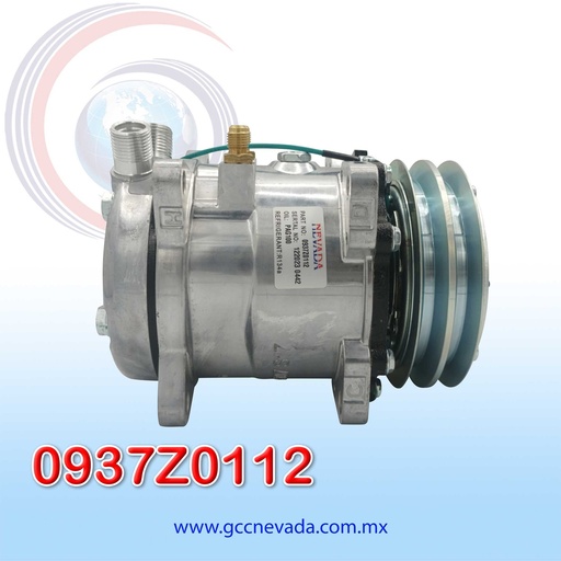 [0937Z0112] COMPRESOR 507 STD R-134-A 8 OREJAS TOMA VERTICAL O-RING 2A 125MM 24V NEVADA ASIA