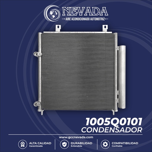 [1005Q0101] CONDENSADOR DODGE ATTITUDE AÑO 17-21 / MITSUBISHI MIRAGE / MIRAGE G4 16-24 R-134-A C/FILTRO NEVADA 