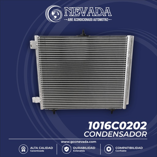 [1016C0202] CONDENSADOR PEUGEOT 207 AÑO 06-10 / CITROEN C2 07-12 R-134-A NEVADA