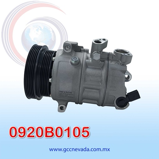 [0920B0105] COMPRESOR VOLKSWAGEN JETTA AÑO 05-14 / GOLF 10-14 / BEETLE 06-17 / PASSAT 12-14 / RABBIT 06-09 R-134-A 5PK (DOBLE POLEA) 127MM 12V PXE16 NEVADA ASIA