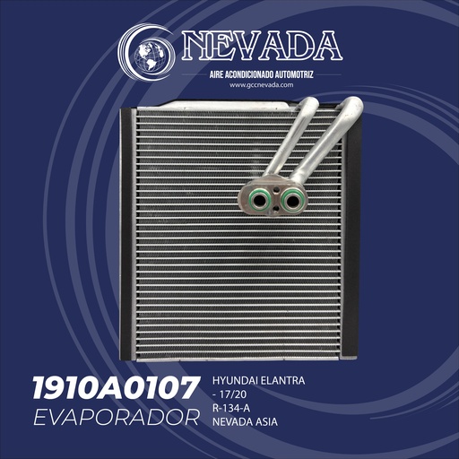 [1910A0107] EVAPORADOR HYUNDAI ELANTRA AÑO 17-20 R-134-A NEVADA