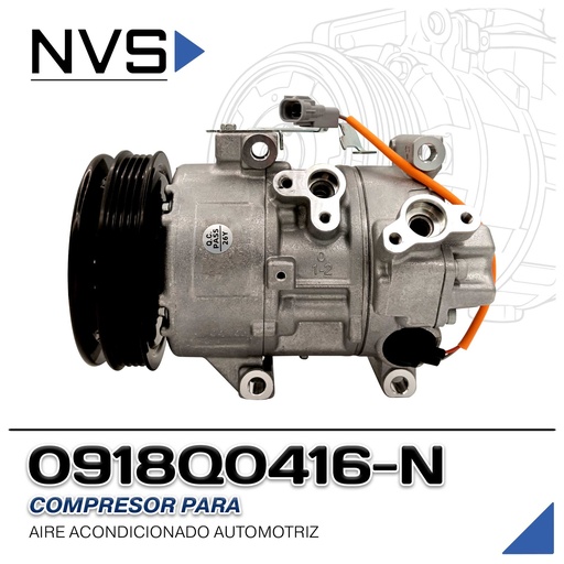 [0918Q0416-N] COMPRESOR TOYOTA YARIS L4 AÑO 06-12 4PK 120MM 12V 5SE11C NVS
