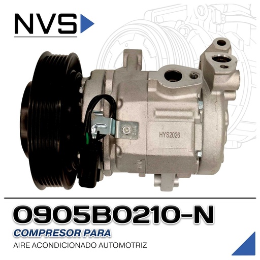 [0905B0210-N] COMPRESOR RAM 1500 AÑO 11-13 / DAKOTA 08-12 / JEEP COMMANDER 08-10 / GRAND CHEROKEE 08-10 / MITSUBISHI RAIDER 06-09 V6/V8 3.7L/4.7L  R-134-A 6PK 149MM 12V 10SR15E NVS