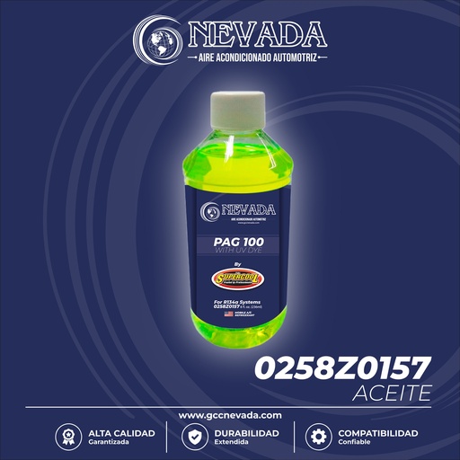 [0258Z0157] ACEITE REFRIG PAG (100) U/V R-134-A (8 ONZAS)(PAQ 12PZA) NEVADA MEX
